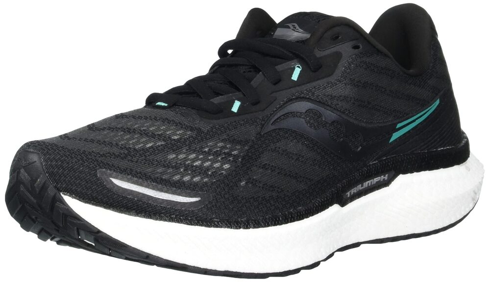 SAUCONY WOMEN'S TRIUMPH 19 RUNNING SHOE, BLACK/WHITE, 7 WIDE